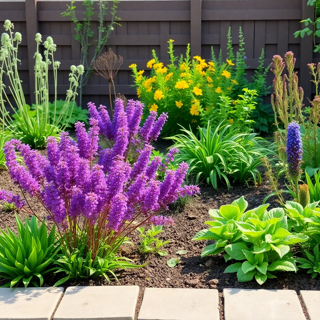 Beautiful eco-friendly garden with native plants and smart drip irrigation